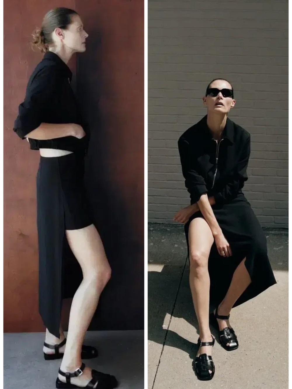 Zara Pareo Midi Split Skirt With Attached Shorts in Black SEUC Minimalist Beach